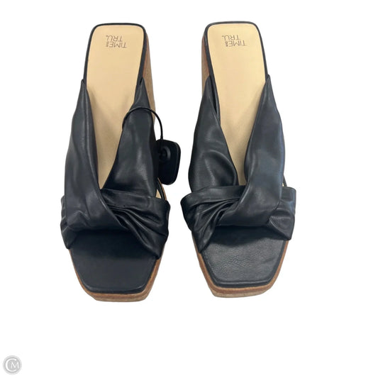 Sandals Heels Block By Time And Tru In Black, Size: 10