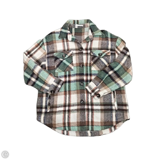 Jacket Shirt By Staccato In Cream & Green, Size: M