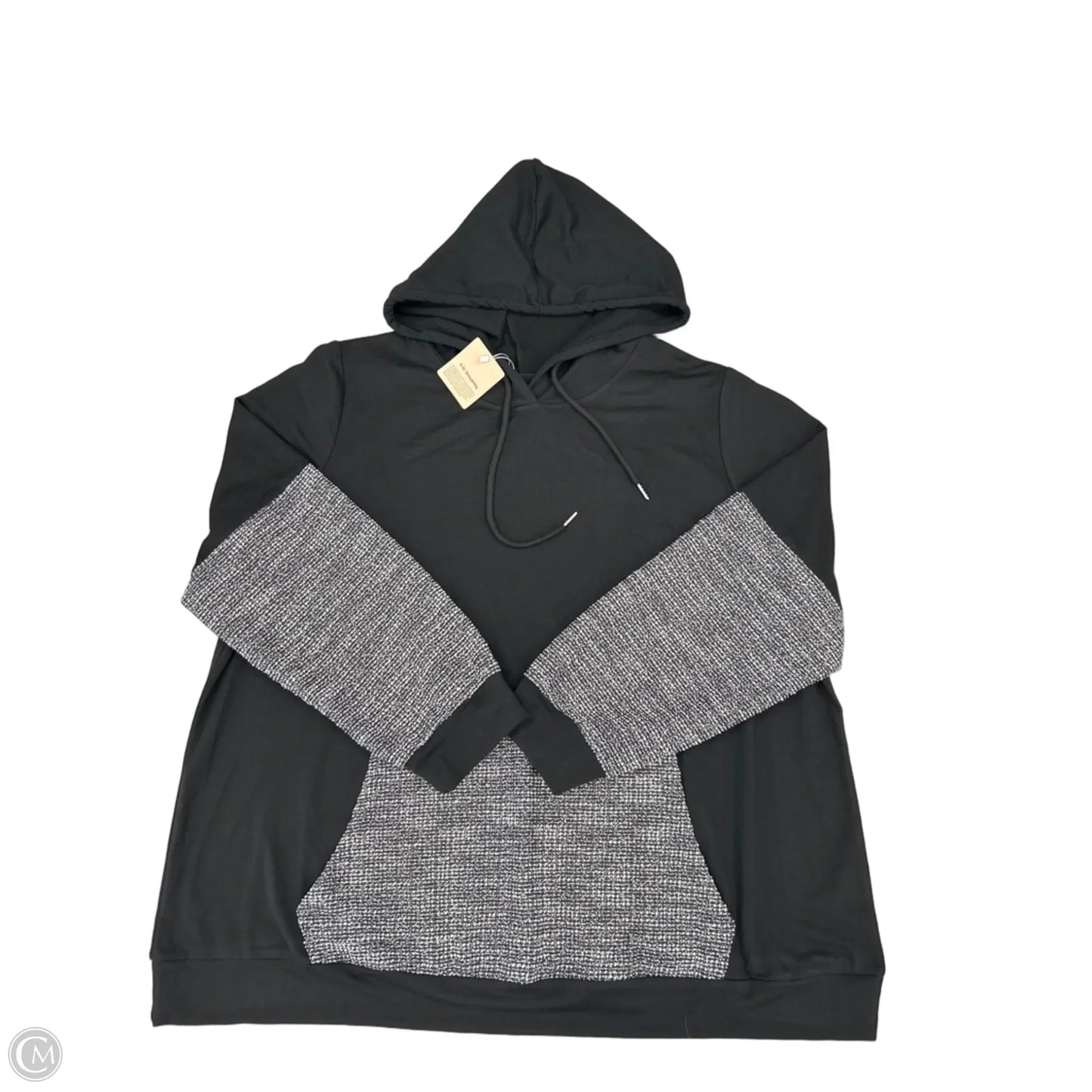 Sweatshirt Hoodie By Bloomchic In Black & White, Size: 2x