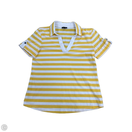 Top Short Sleeve By Talbots In White & Yellow, Size: S