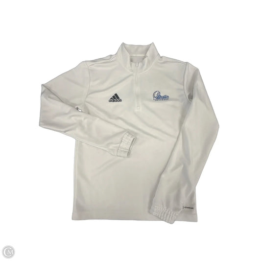 Athletic Top Long Sleeve Collar By Adidas In White, Size: M