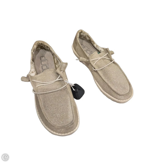 Shoes Flats By Hey Dude In Gold, Size: 11
