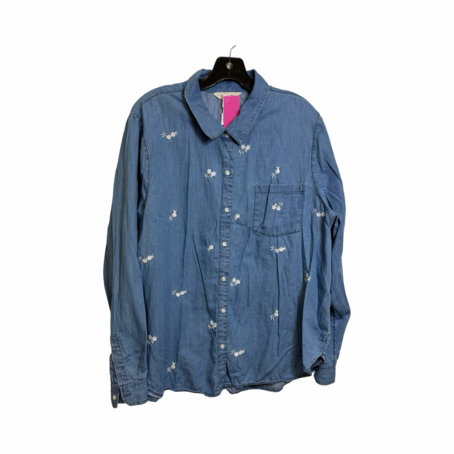 Top Long Sleeve By Lucky Brand In Blue Denim, Size: Xl