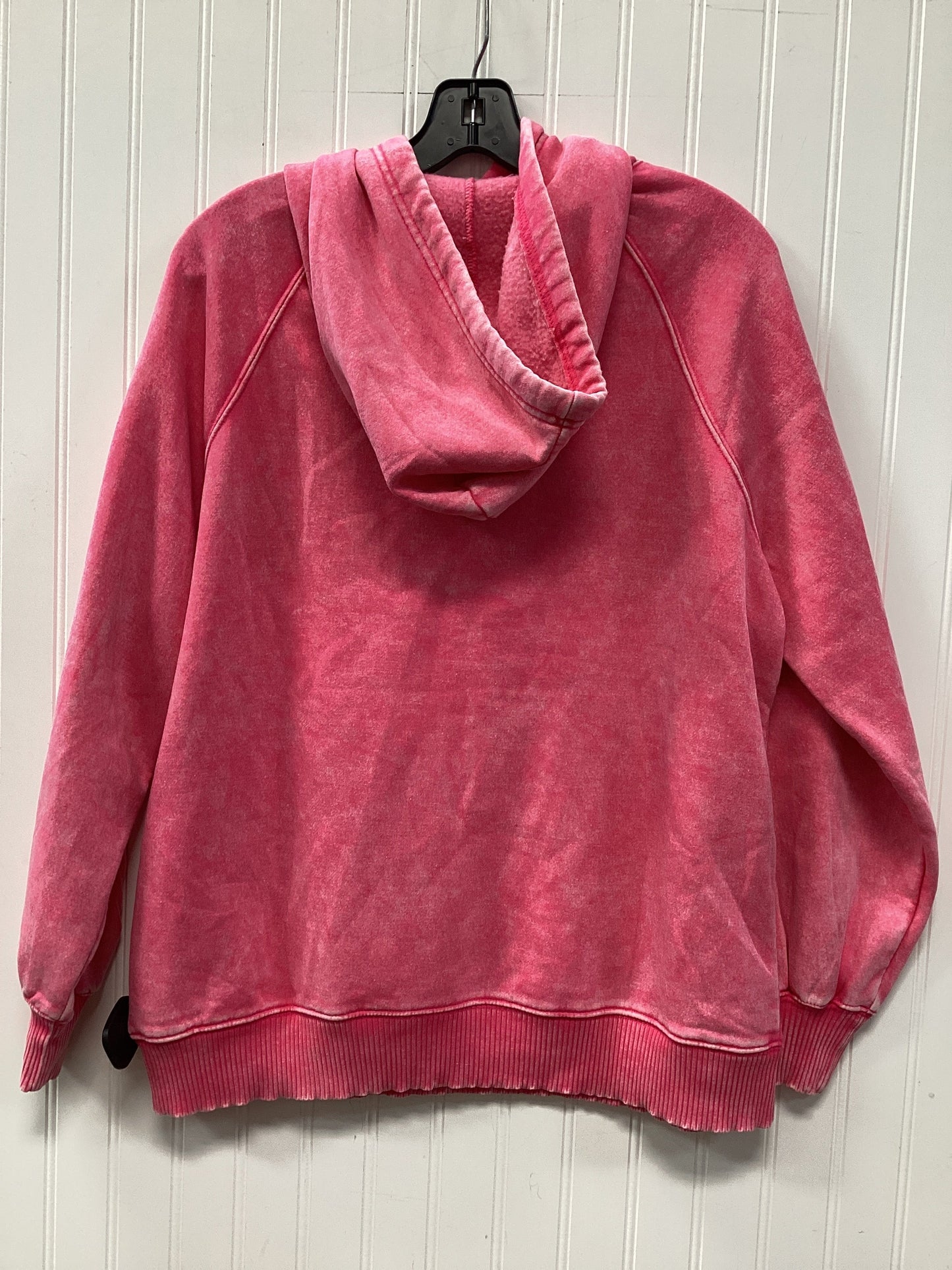 Sweatshirt Hoodie By Zenana In Pink, Size:M