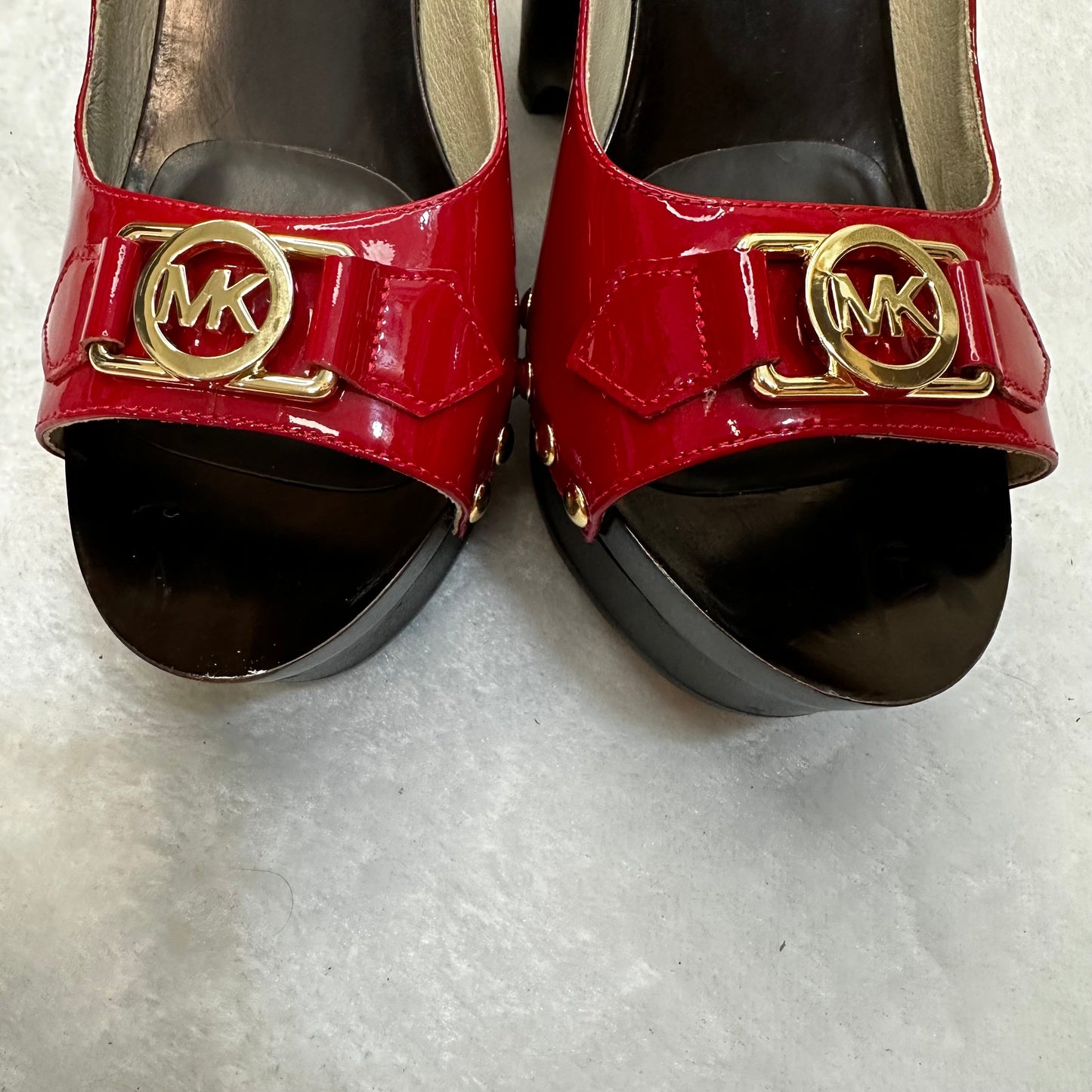 Red Shoes Heels Wedge Michael By Michael Kors, Size 9