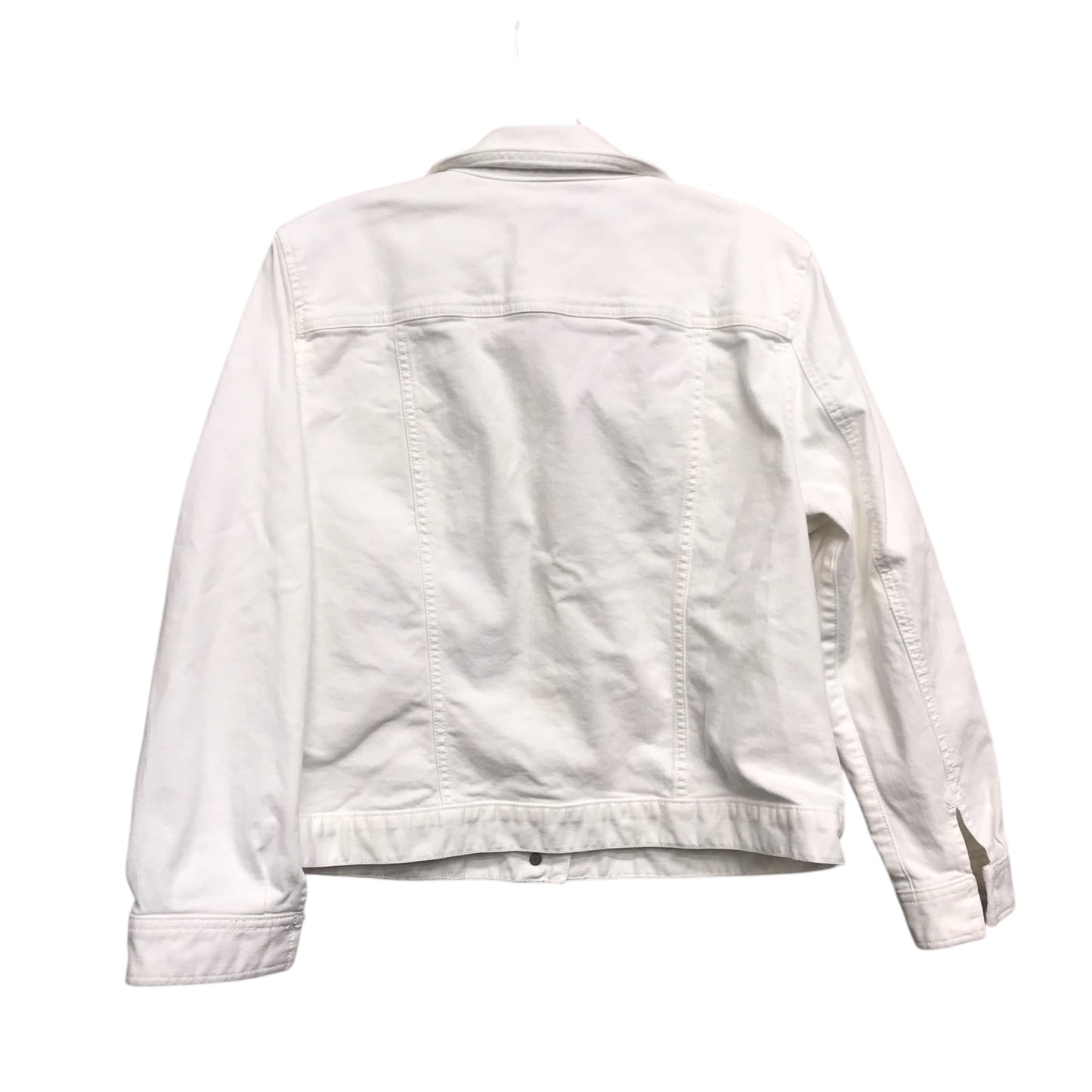 Jacket Denim By Ann Taylor In White Denim, Size:L