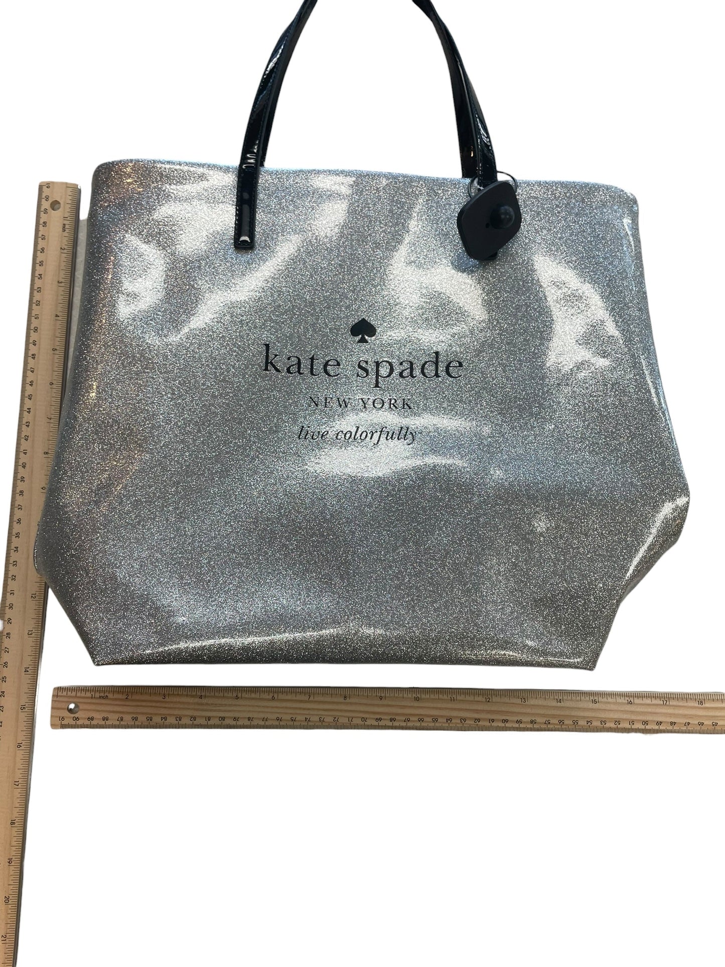 Handbag Designer By Kate Spade In Silver, Size:Large