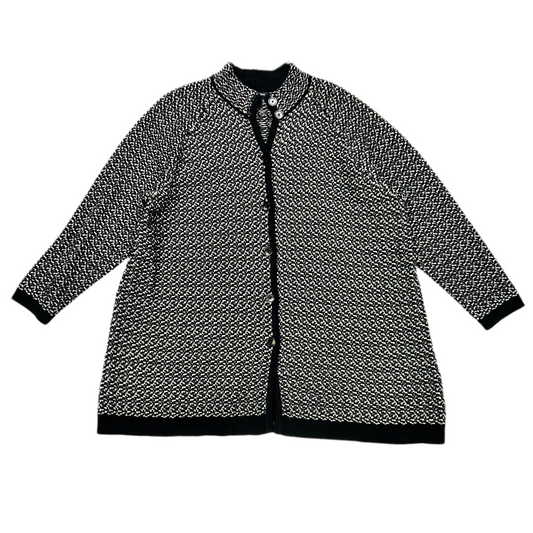 Sweater Cardigan By Lands End In Black & White, Size: 3x