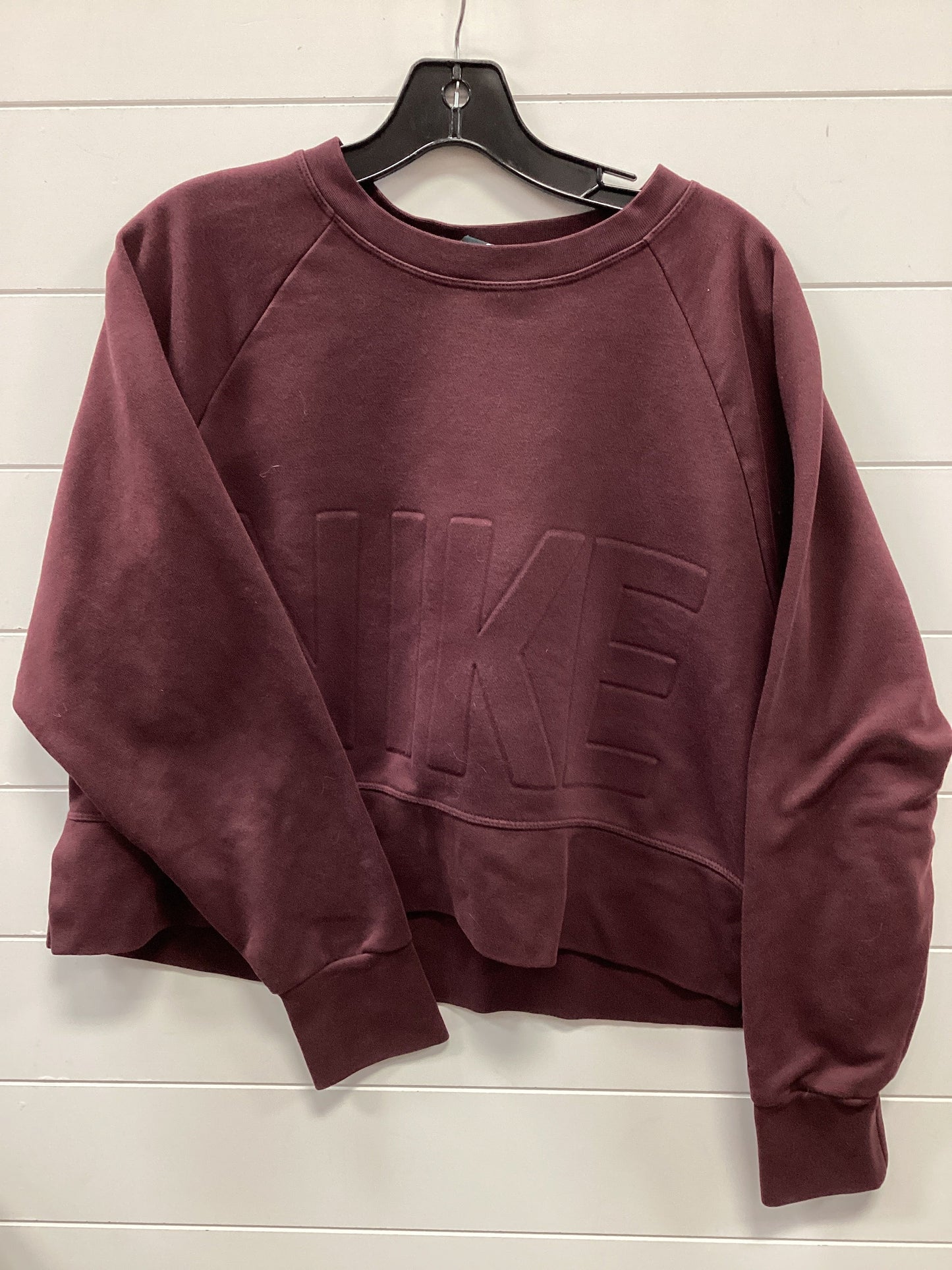 Athletic Top Ls Crewneck By Nike Apparel In Maroon, Size:M