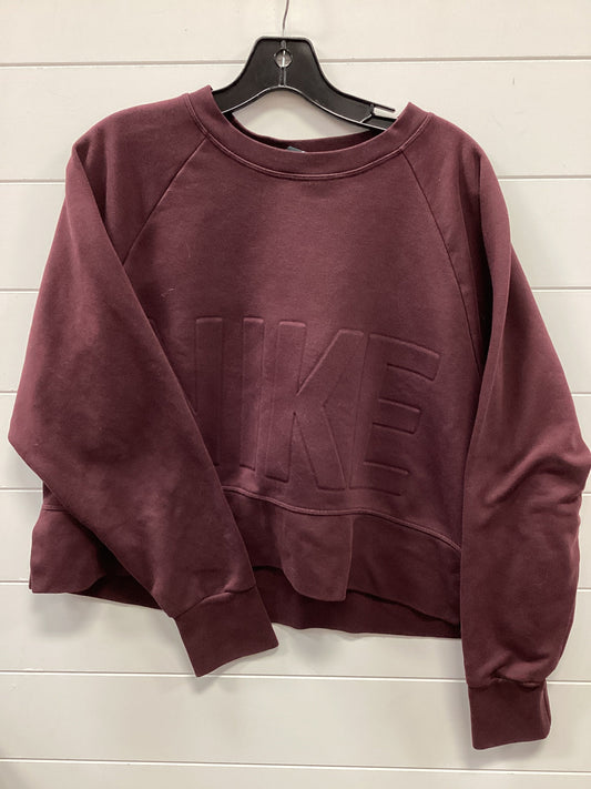 Athletic Top Ls Crewneck By Nike Apparel In Maroon, Size:M