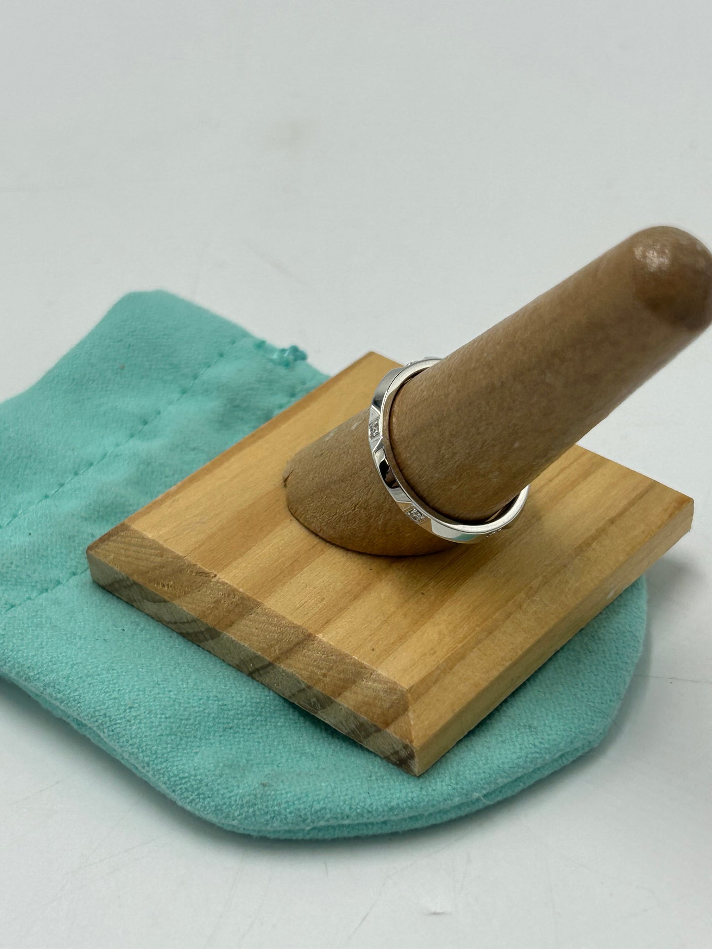 Tiffany & Company True Band Platinum Diamond Luxury Ring, Size: 8.5