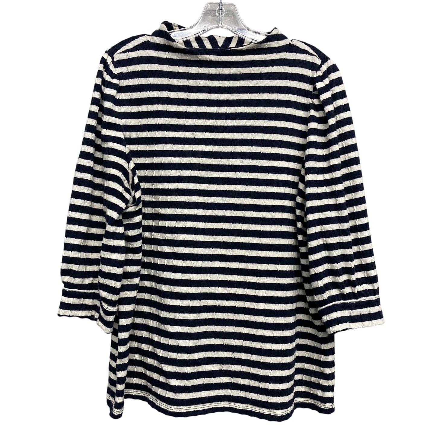 Top 3/4 Sleeve By Talbots In Blue & White, Size:1X