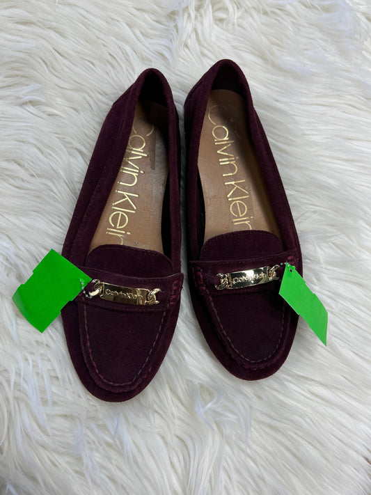 Shoes Flats By Calvin Klein In Maroon, Size:7