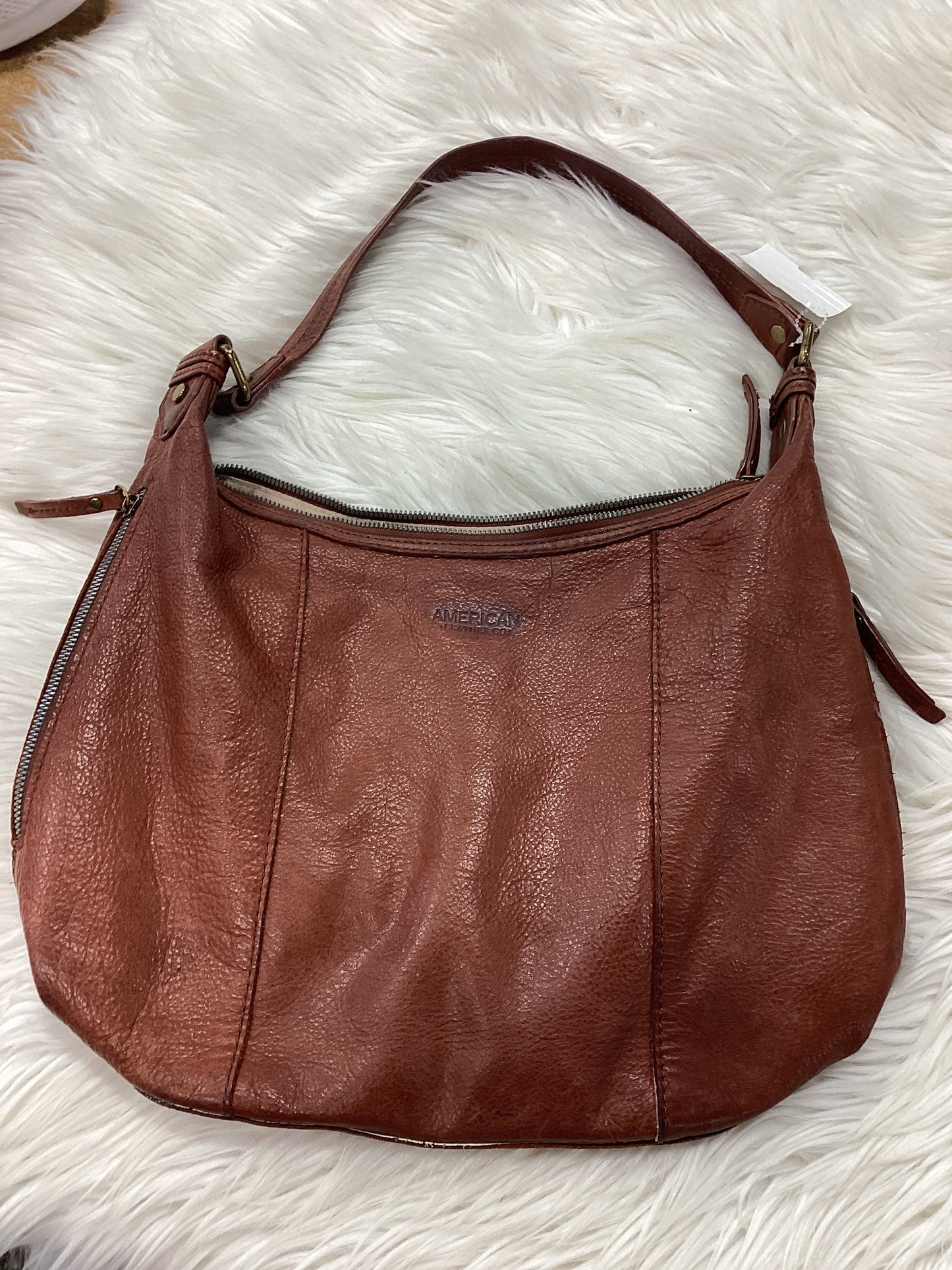 Handbag Leather By American In Brown, Size:Medium