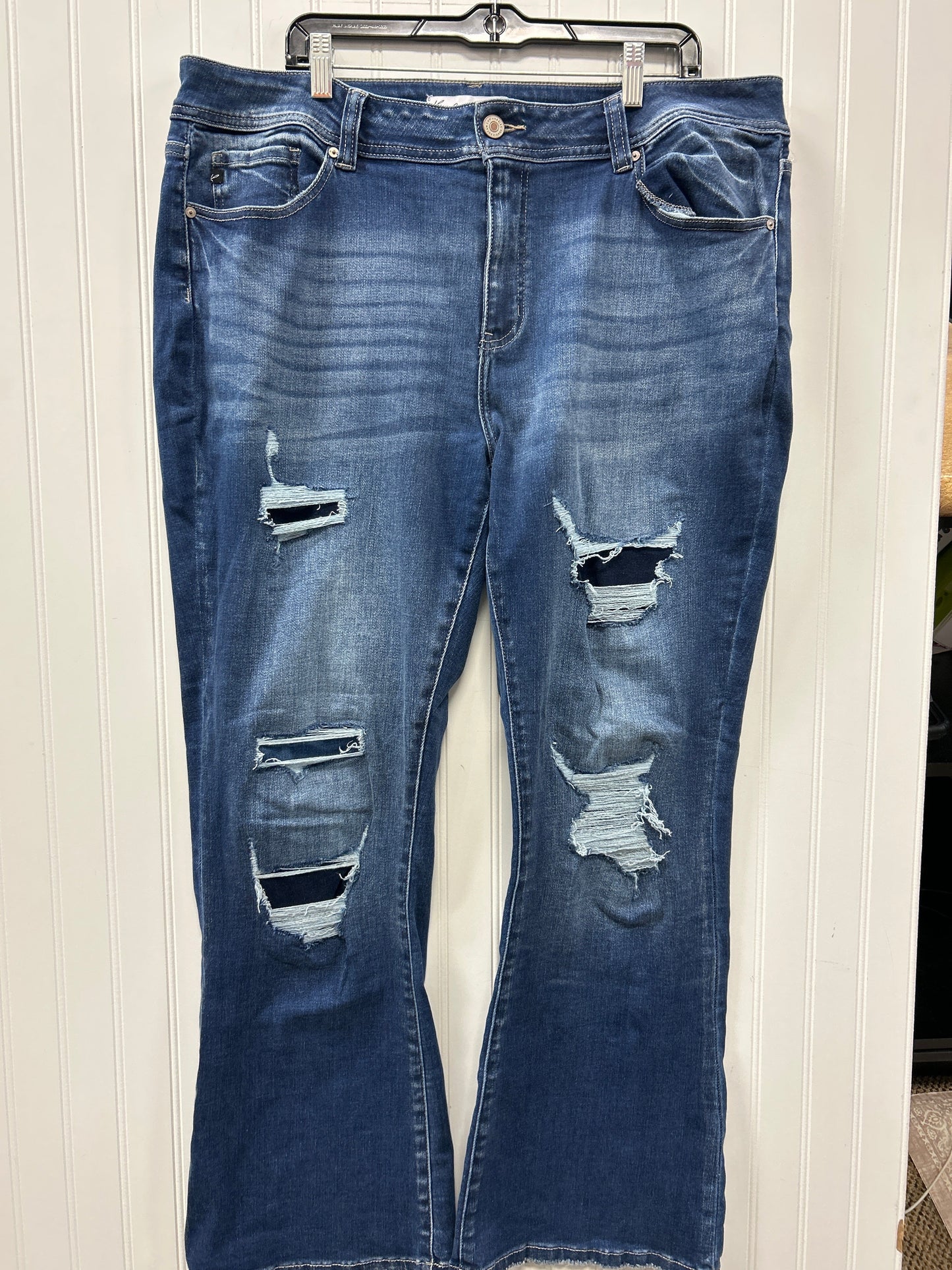 Jeans Flared By Kancan In Blue Denim, Size:22