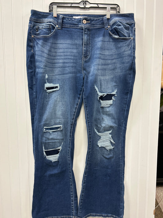 Jeans Flared By Kancan In Blue Denim, Size:22