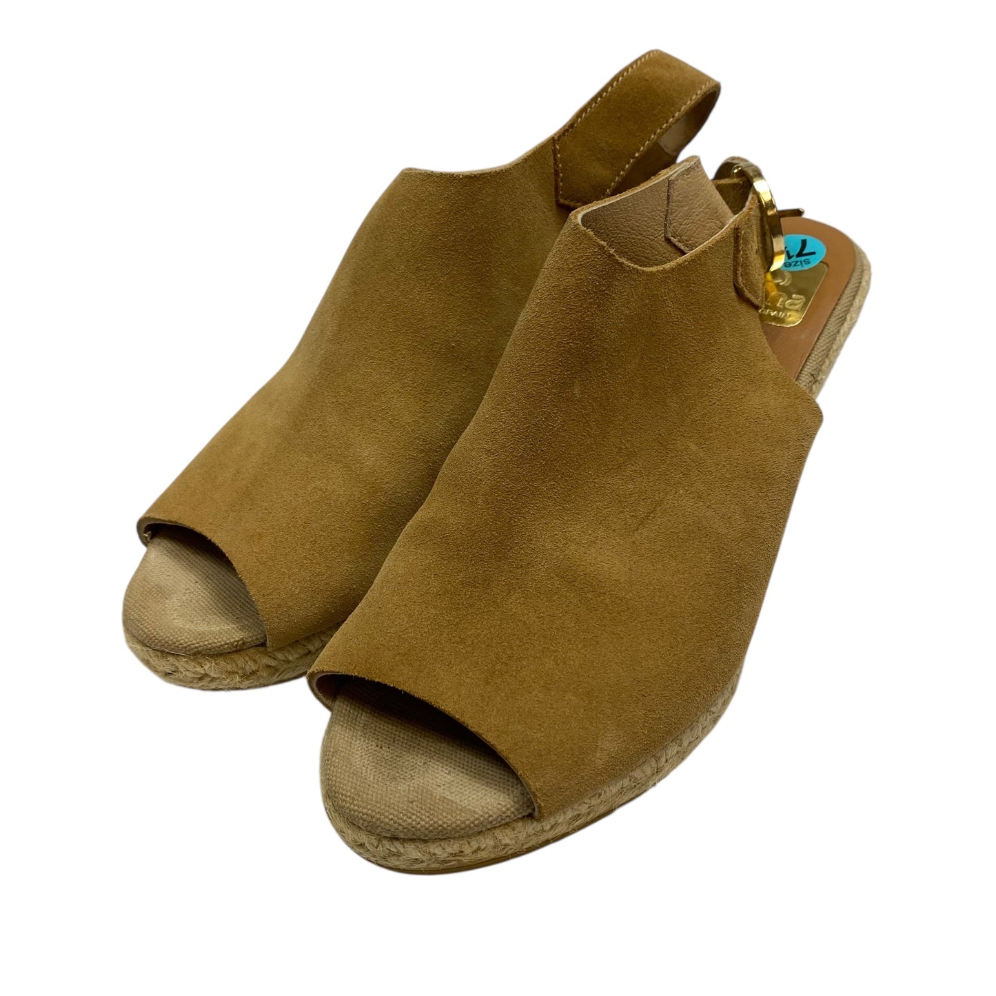 Sandals Heels Wedge By Kanna In Brown, Size:7.5