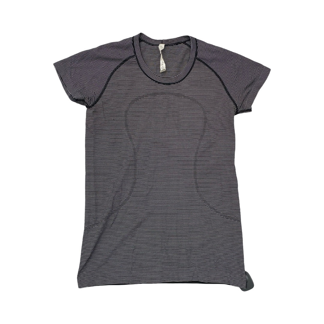 Athletic Top Ss By Lululemon In Black & White, Size:10