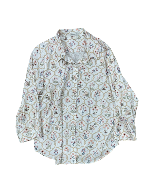 Blouse 3/4 Sleeve By Coldwater Creek In White, Size:1X