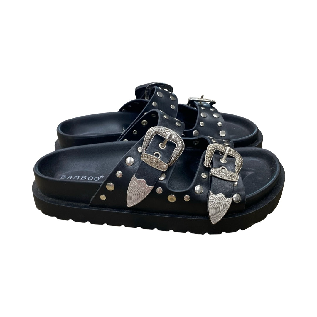 Sandals Flats By Bamboo In Black, Size:7