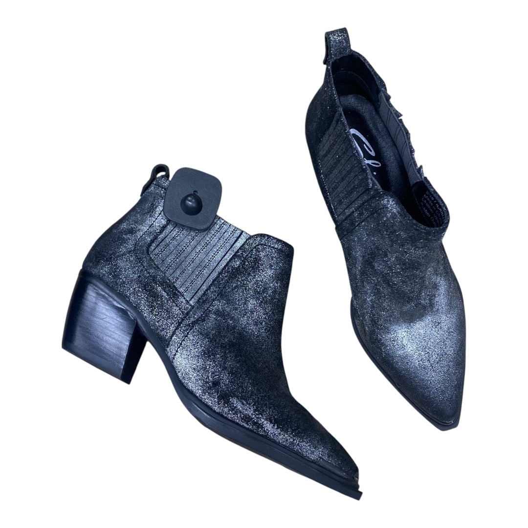 Boots Ankle Heels By Sbicca In Black & Silver, Size:7
