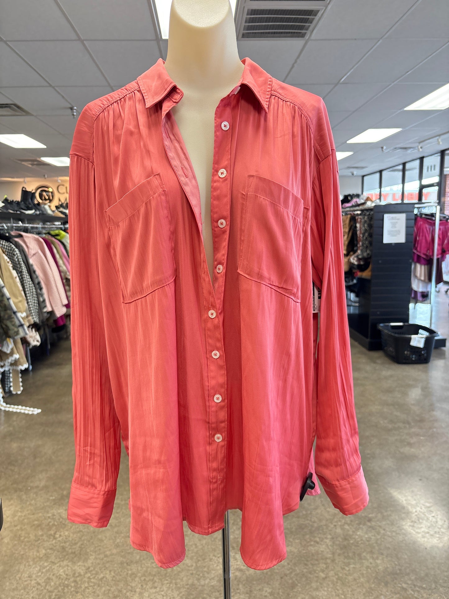 Top Ls By Anthropologie In Coral, Size:L