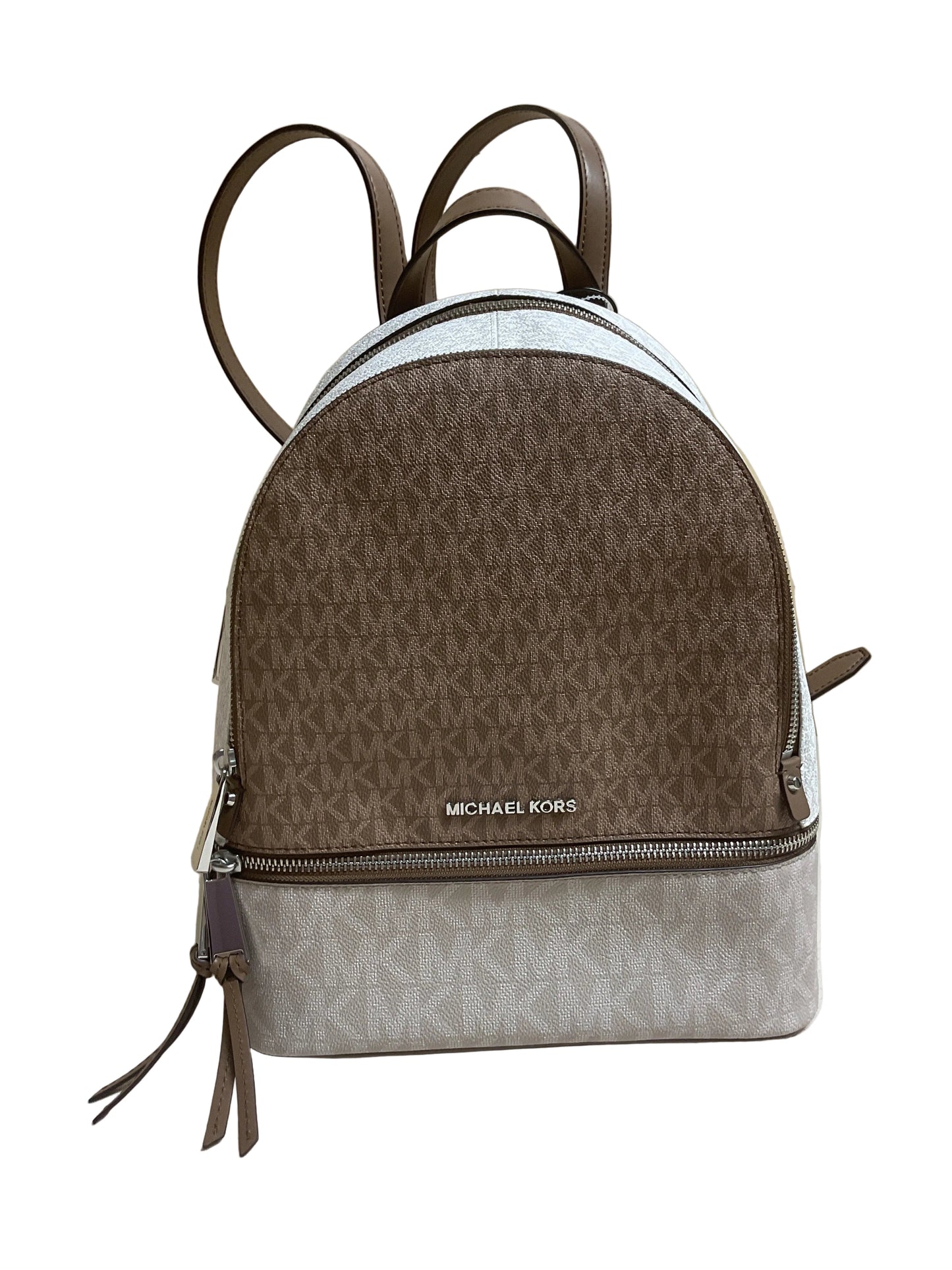 Backpack Designer By Michael Kors In Brown & White, Size:Medium
