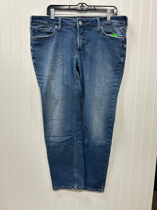 Jeans Straight By Silver In Blue Denim, Size:16