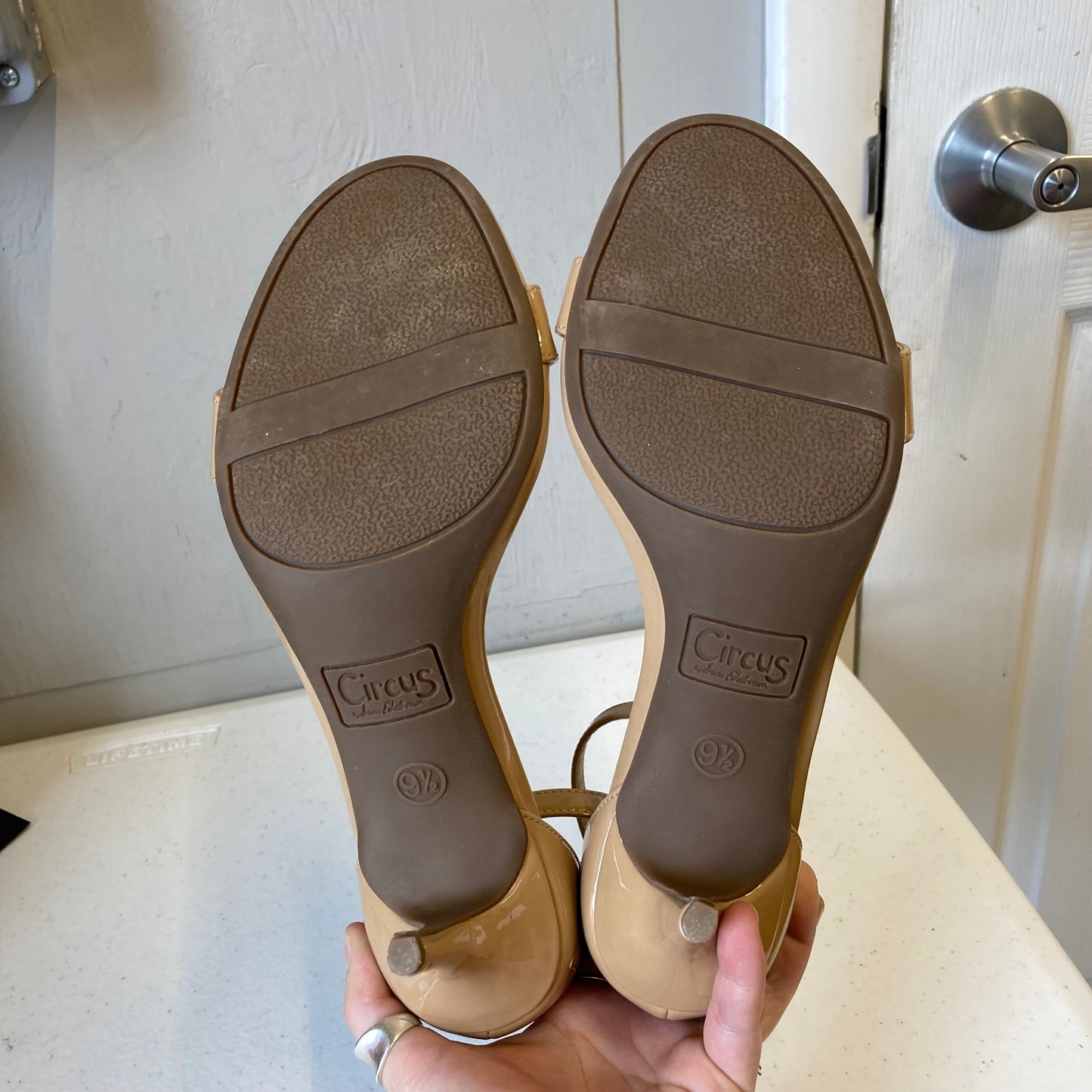 Sandals Heels Stiletto By Circus By Sam Edelman In Tan, Size:9.5