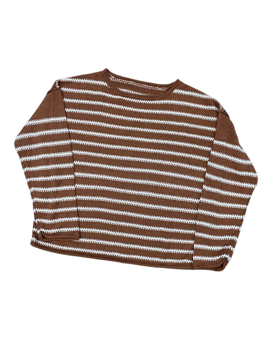 Sweater By Clothes Mentor In Brown & White, Size:M