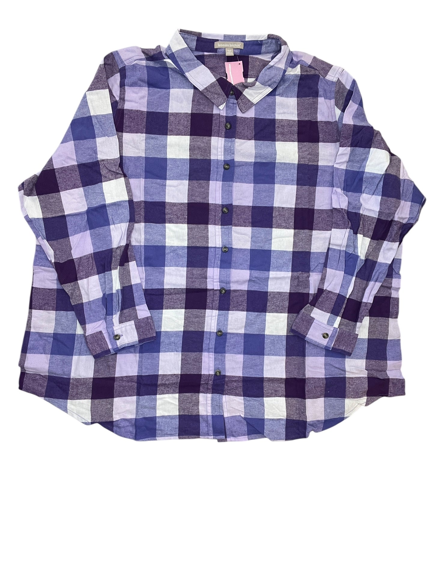 Top Ls By Woman Within In Plaid Pattern, Size:2X