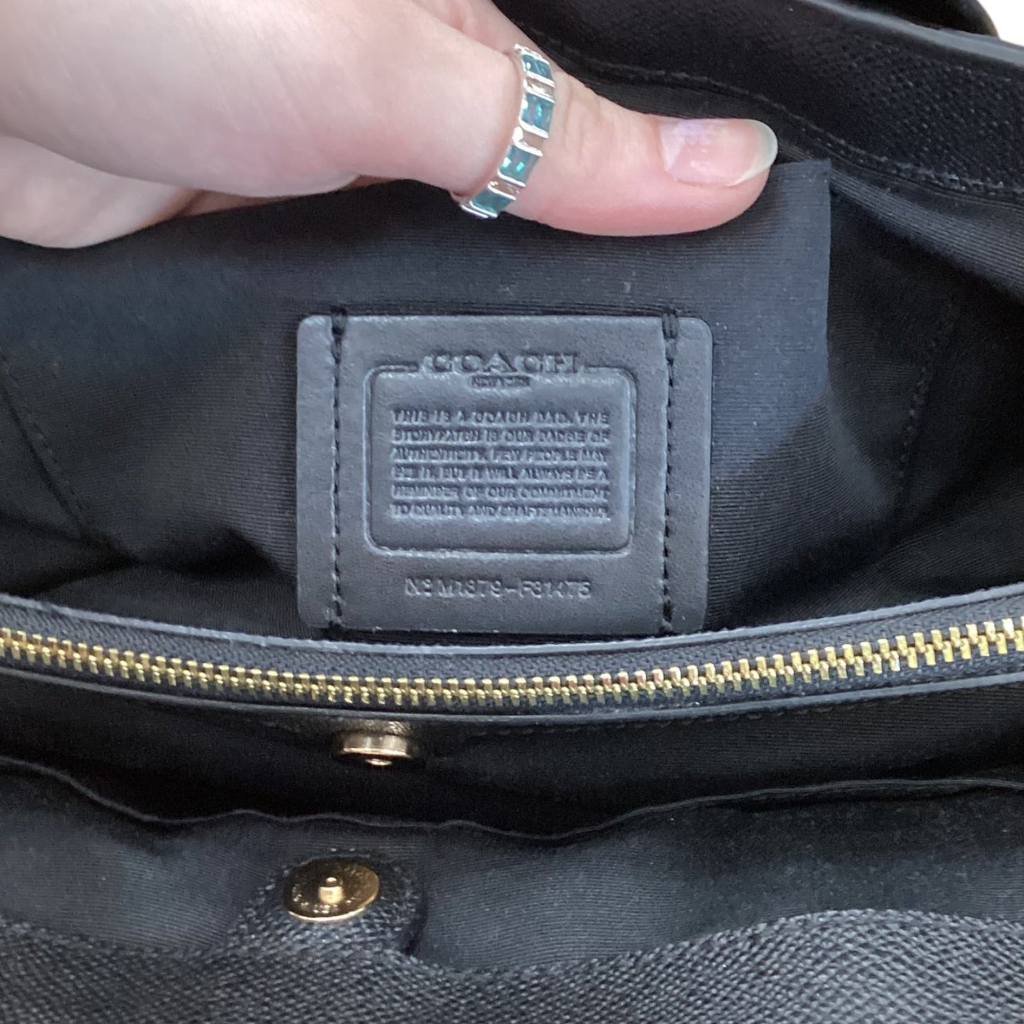 Handbag Designer By Coach In Black & Brown, Size:Medium
