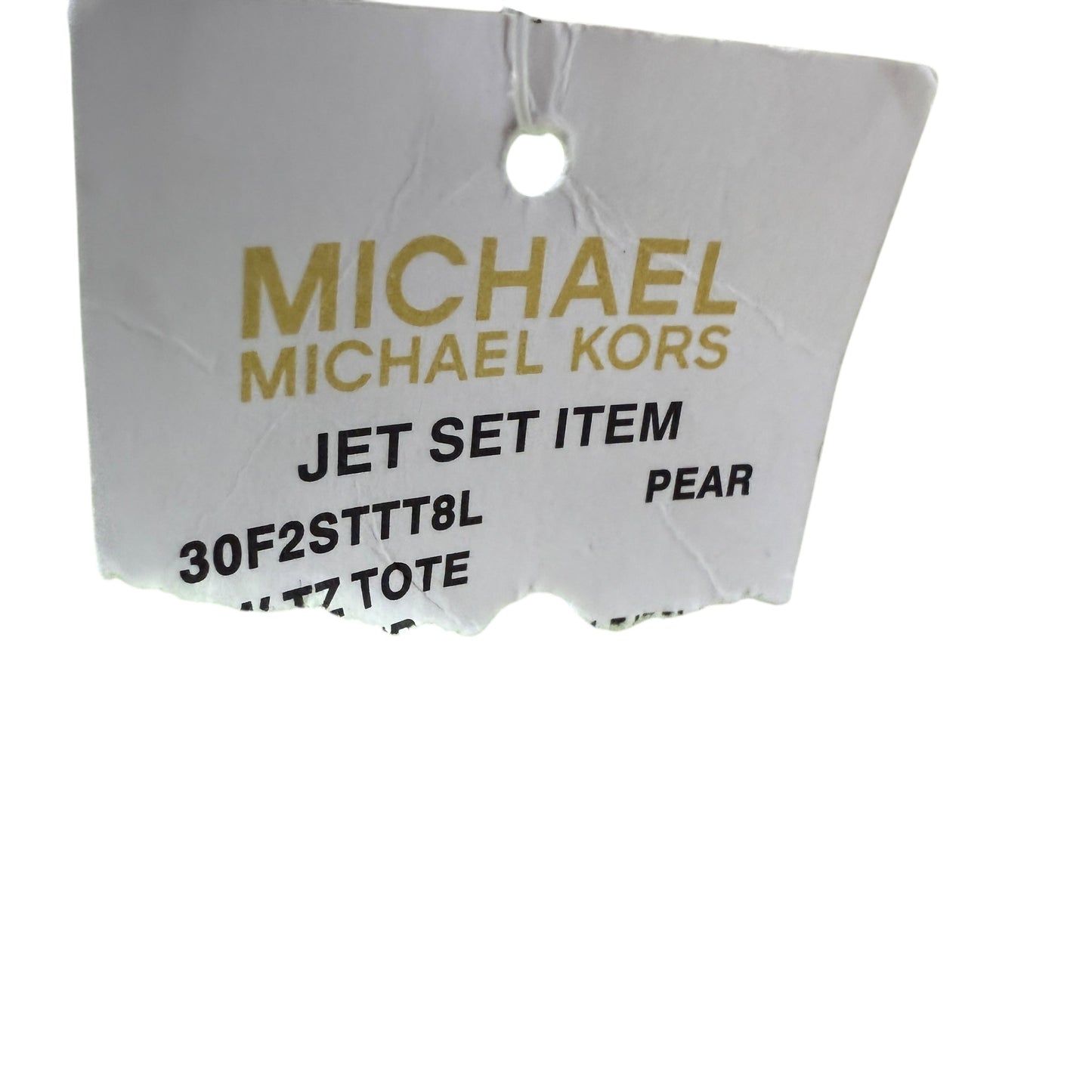 Jet Set East West Top-Zip Saffiano Leather Tote In Pear Designer By Michael Kors, Size: Medium