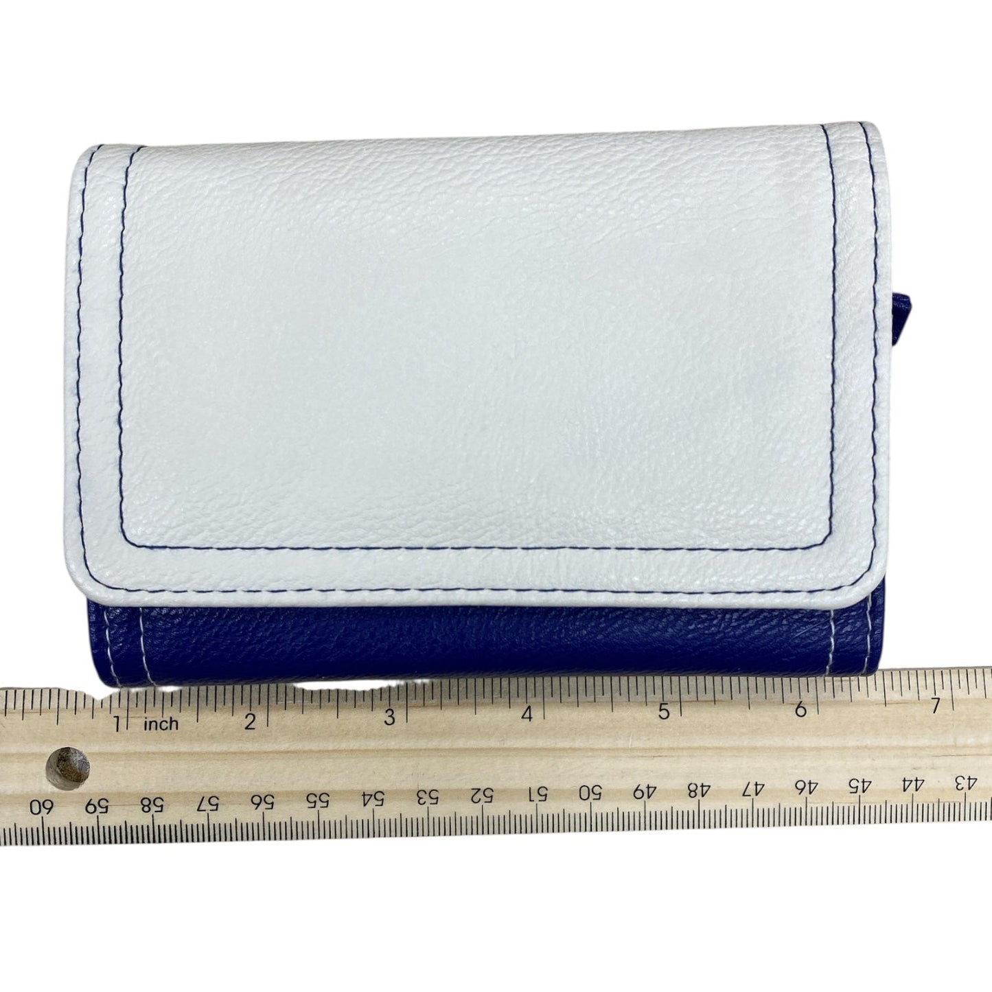 Wallet By Cmc In Blue & Cream, Size:Small