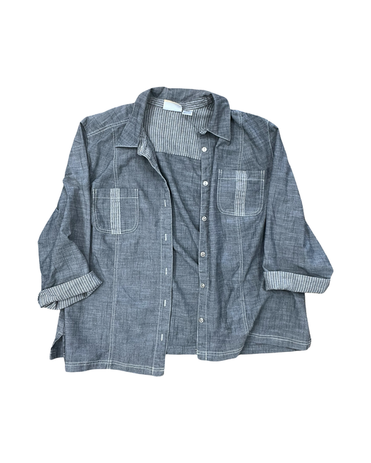 Blouse Ls By Alfred Dunner In Grey, Size:3X