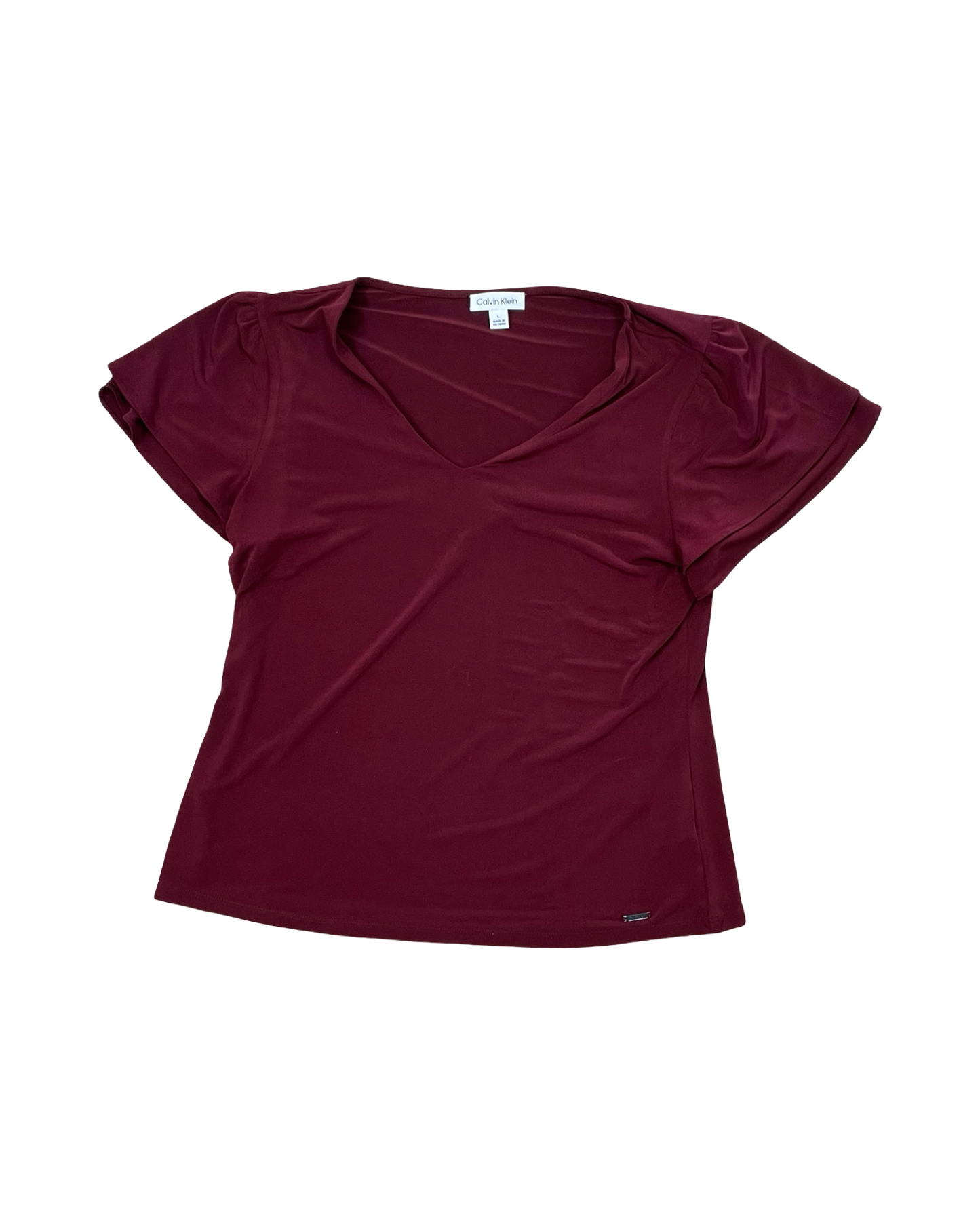 Top Ss By Calvin Klein In Maroon, Size:L