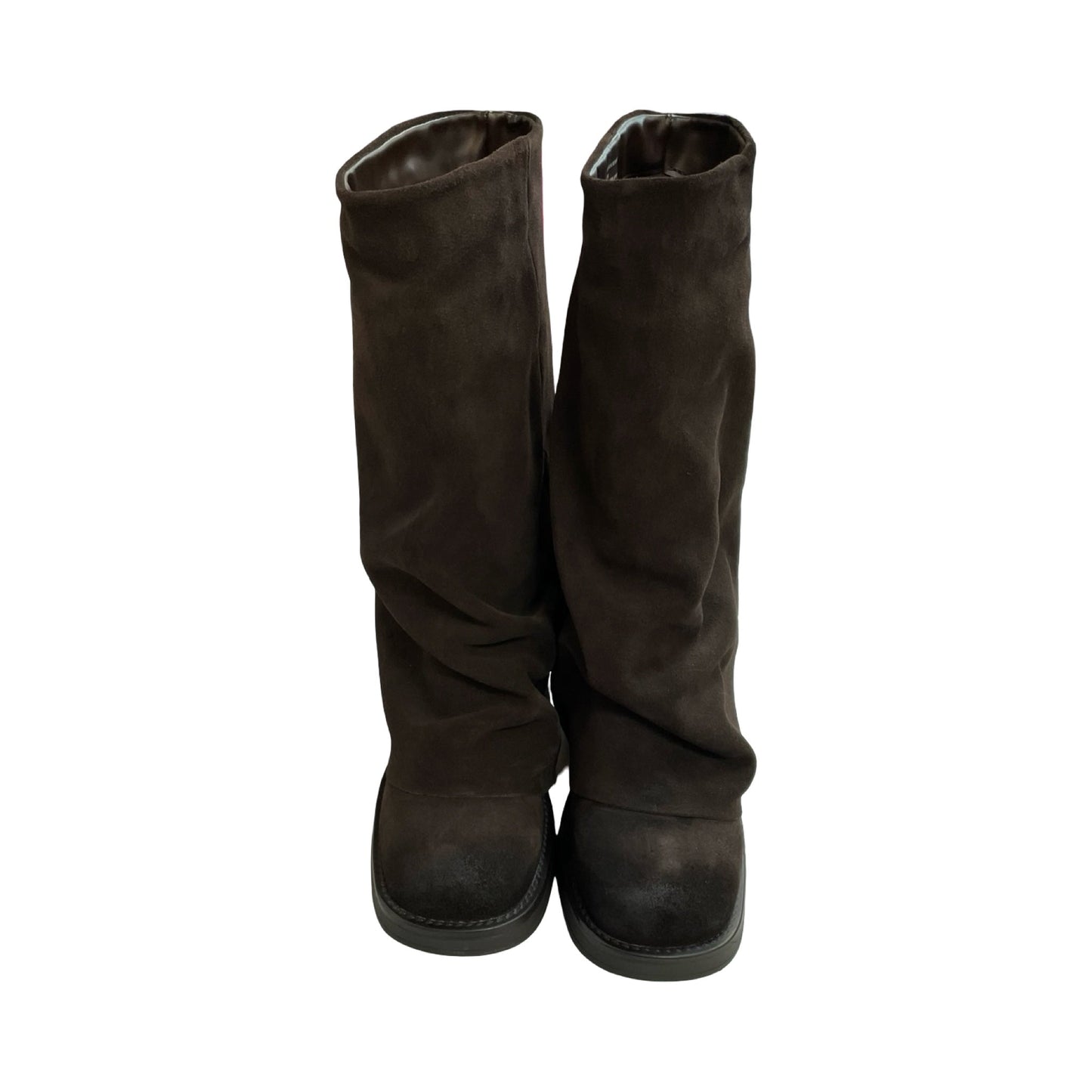 Boots Knee Flats By Steve Madden In Brown, Size:7