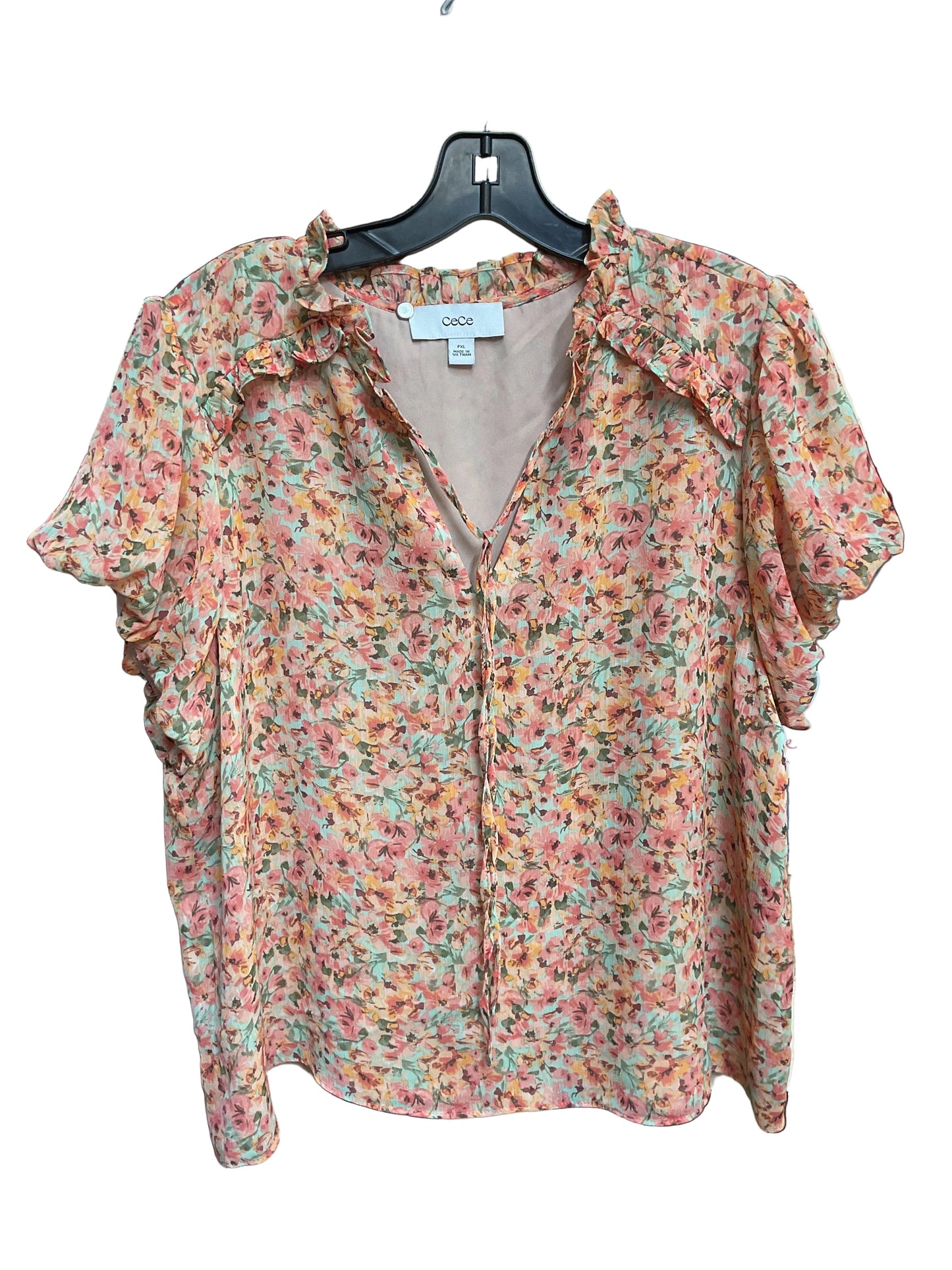 Blouse Ss By Cece In Floral Print, Size:Xlp
