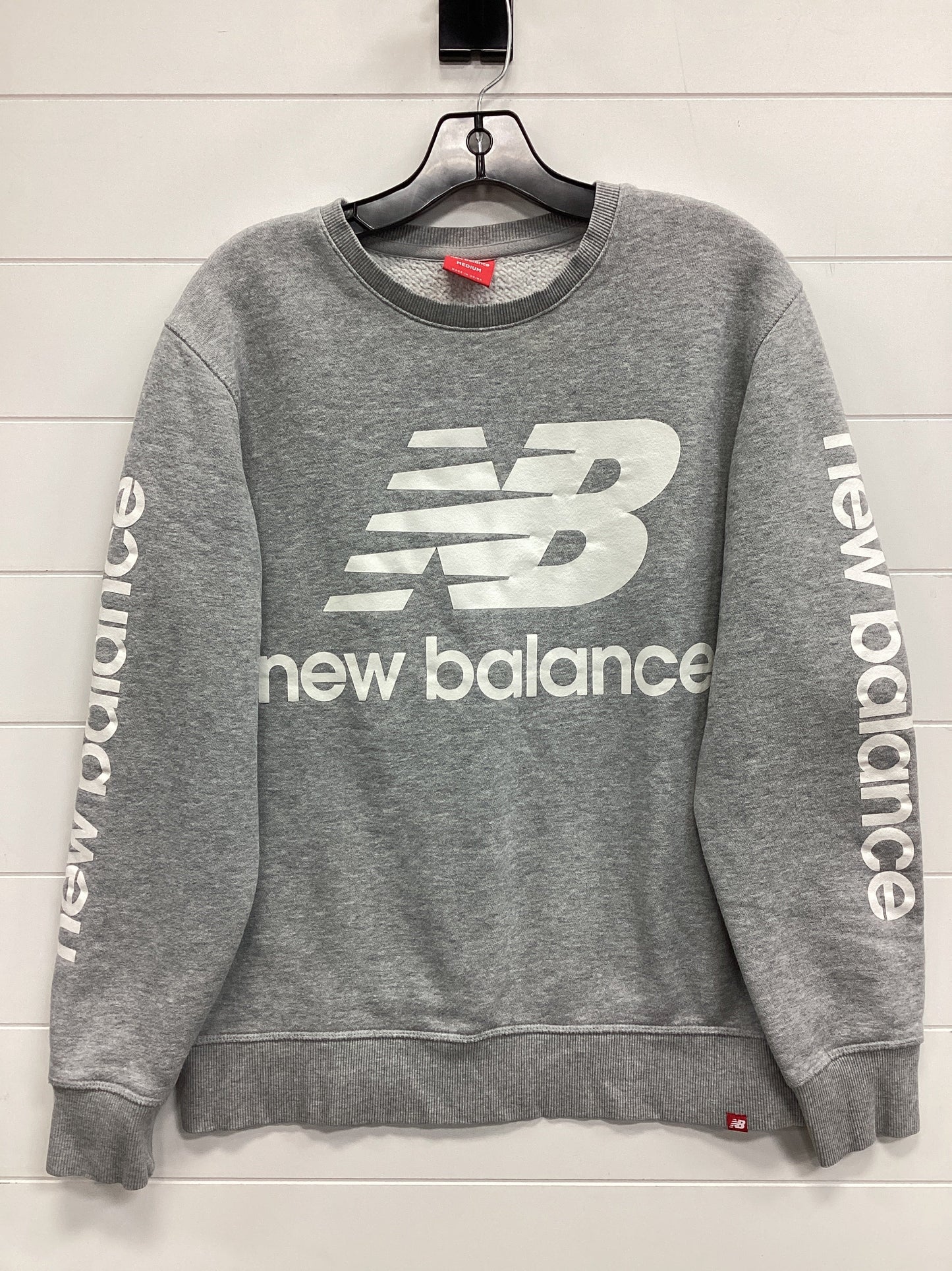 Athletic Sweatshirt Crewneck By New Balance In Grey, Size:M