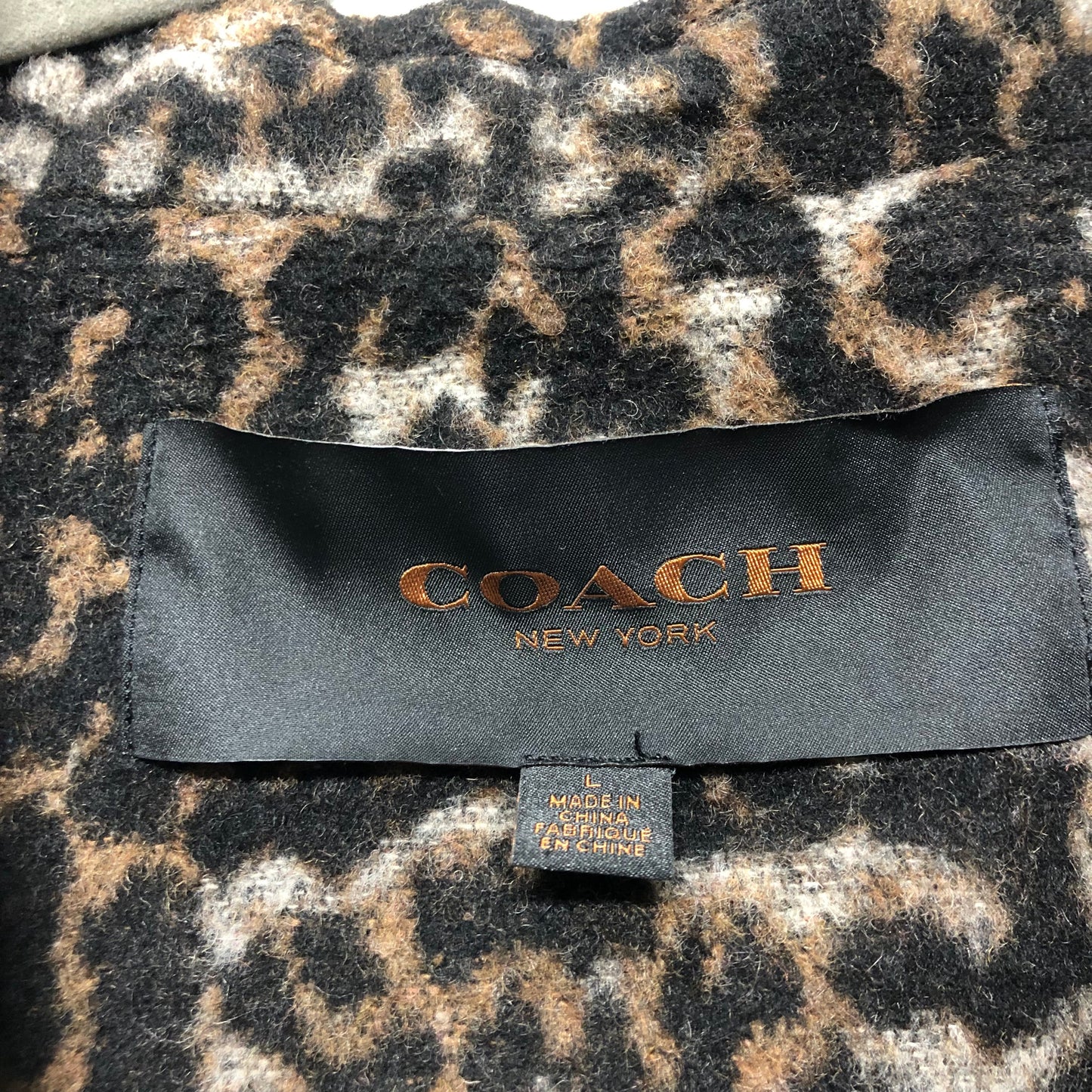 Coat Designer By Coach In Leopard Print, Size: L