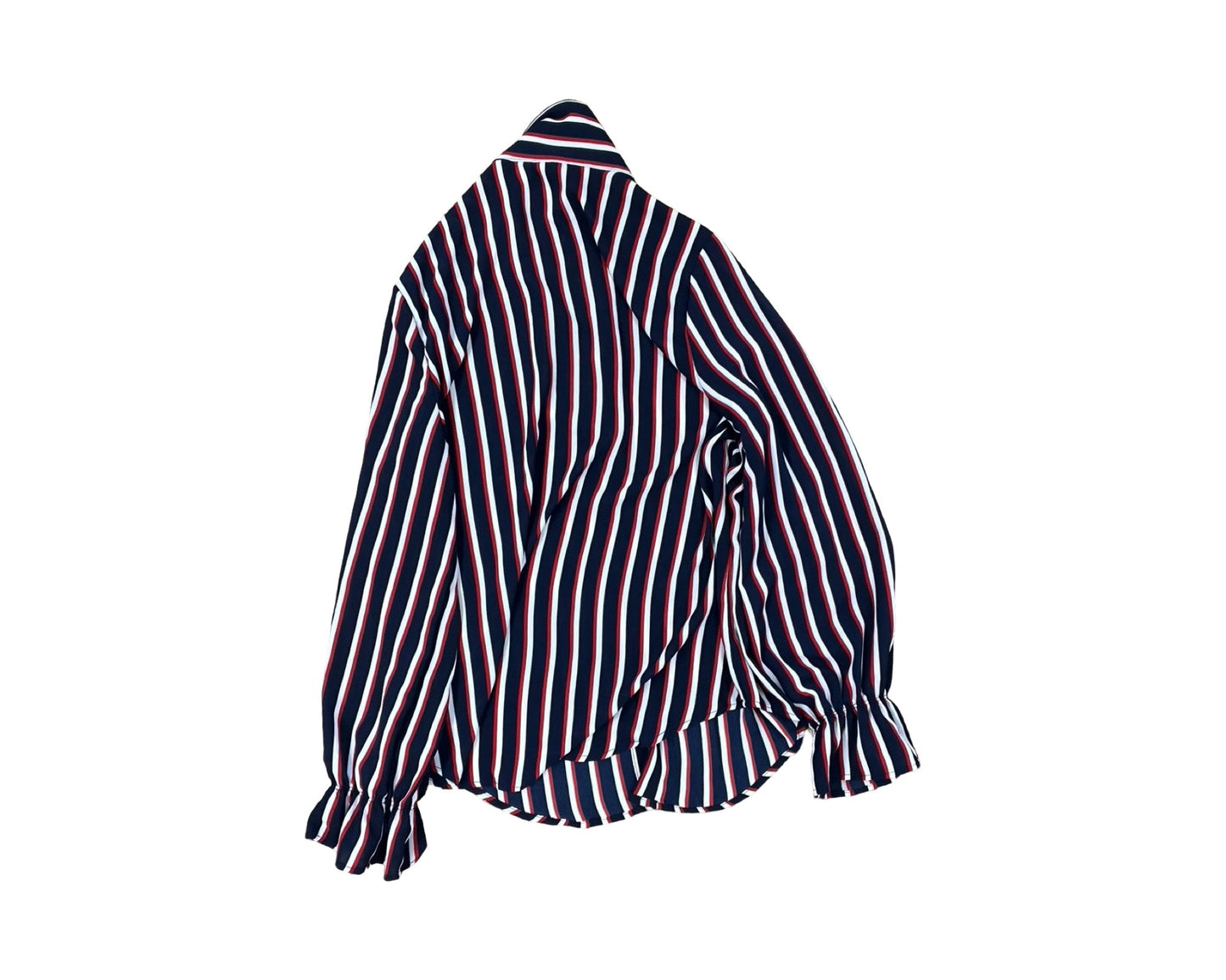 Blouse Ls By Elle In Blue & Red & White, Size:L