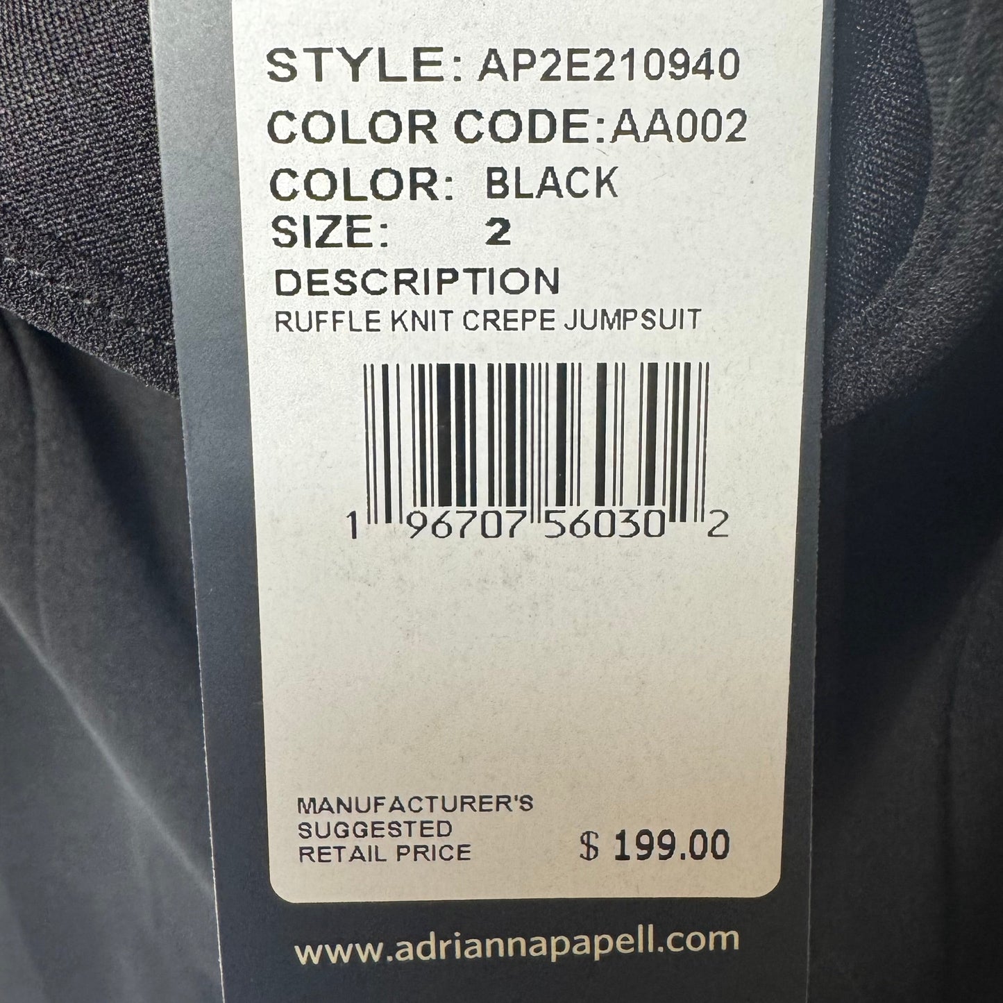 Ruffle Knit Crepe Jumpsuit By Adrianna Papell In Black, Size: 2