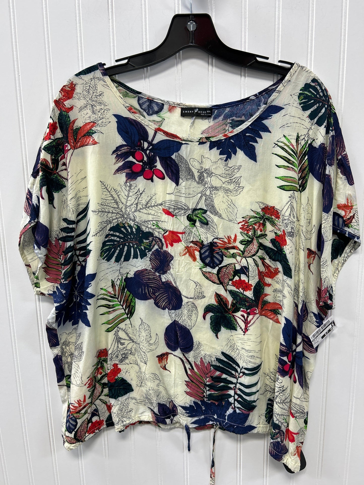 Top Ss By Emery Rose In Floral Print, Size:Xxl