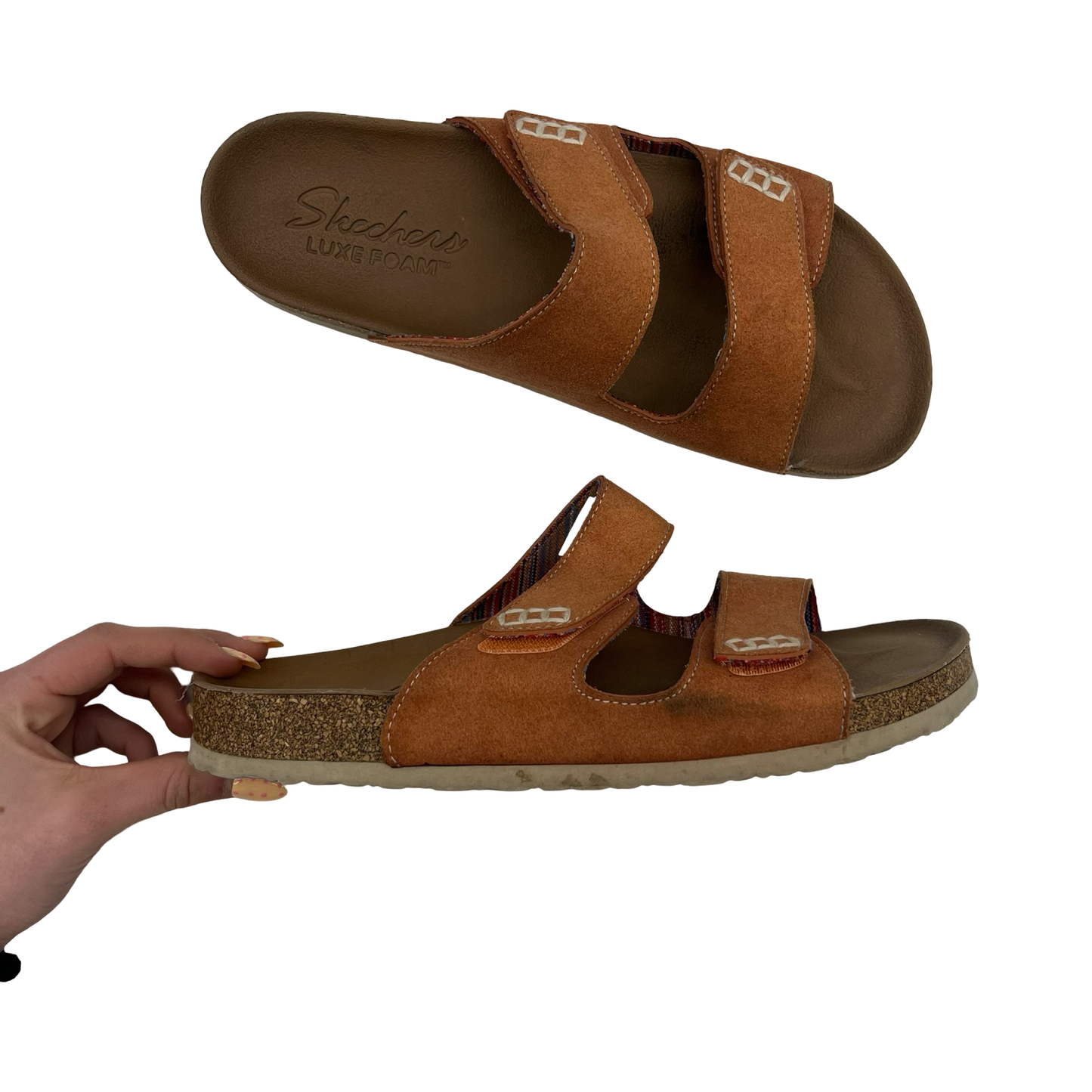 Sandals Flats By Skechers In Orange, Size:8