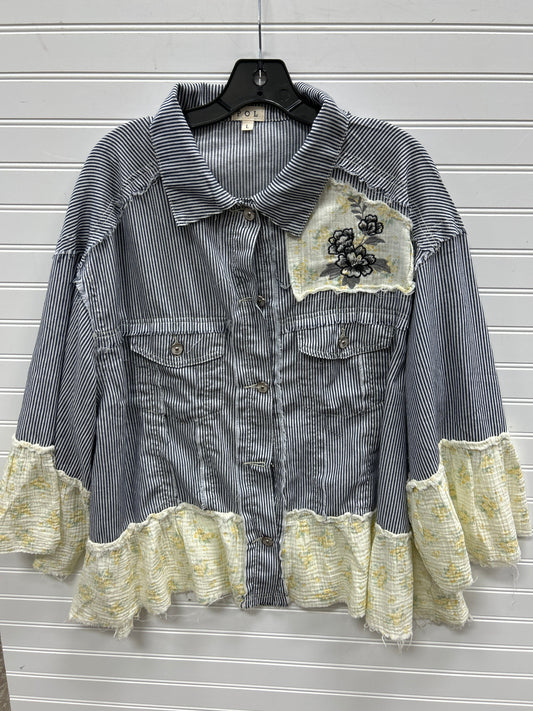 Top Ls By Pol In Grey & Yellow, Size:L