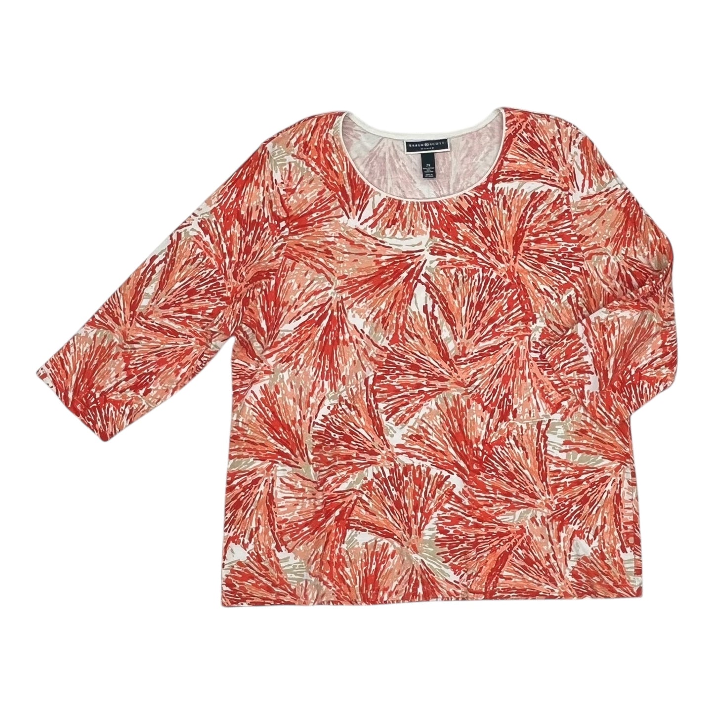 Top 3/4 Sleeve By Karen Scott In Orange, Size:2X