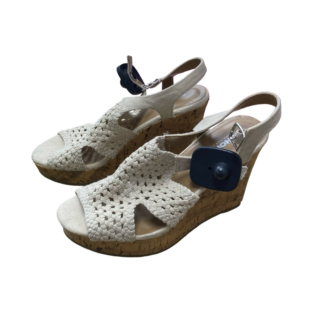 Sandals Heels Wedge By Sonoma In Cream, Size:7