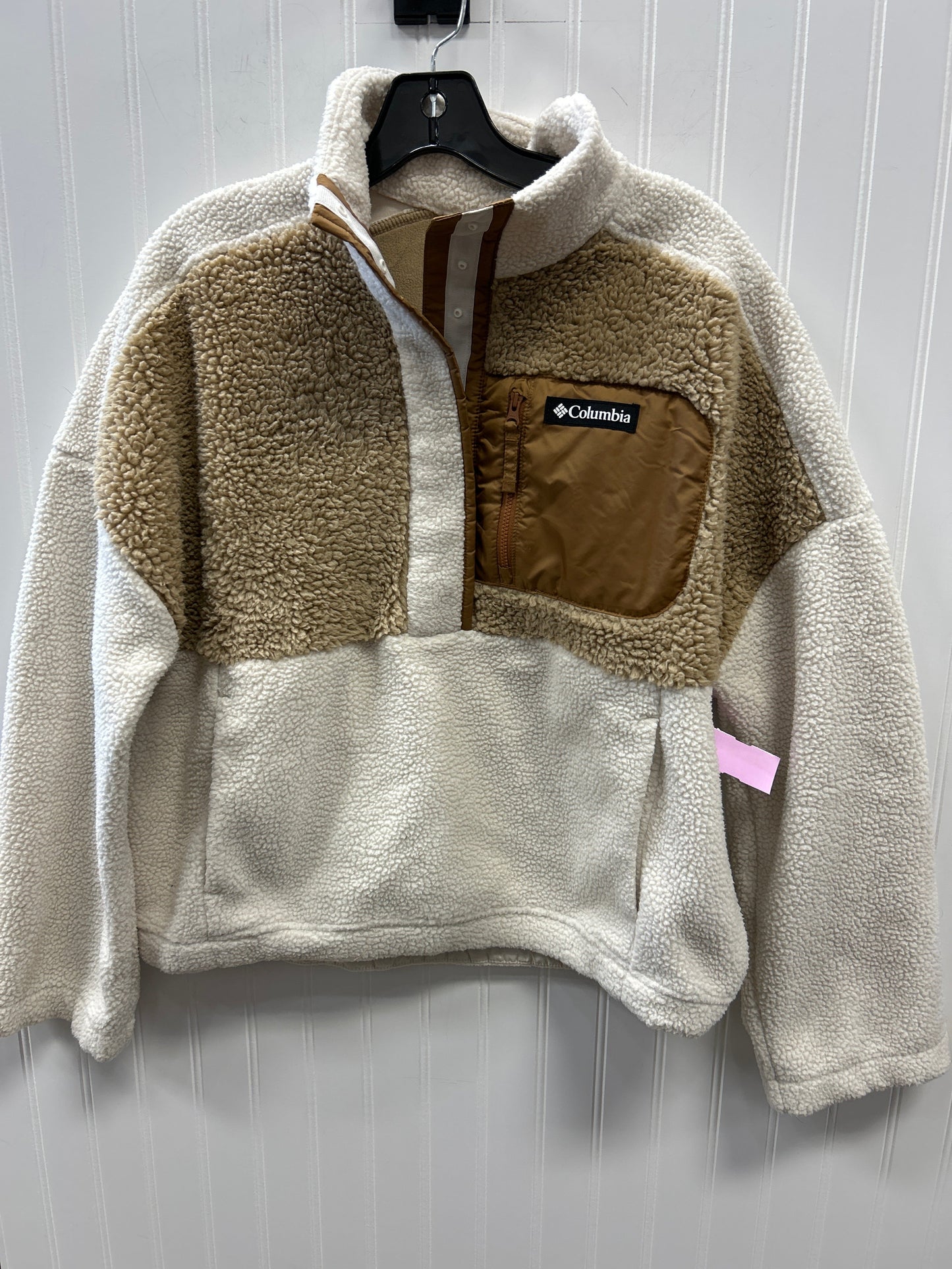 Jacket Fleece By Columbia In Cream & Tan, Size:L