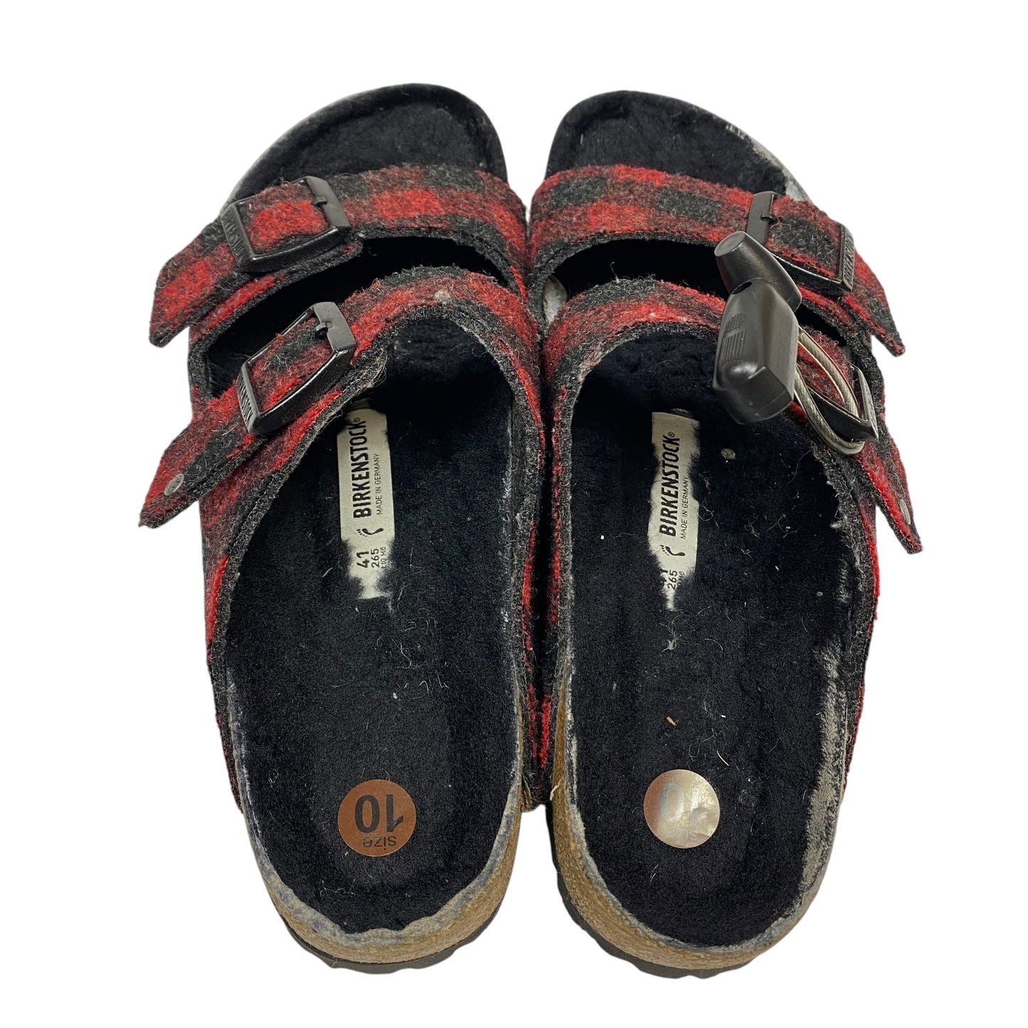 Sandals Flats By Birkenstock In Black & Red, Size:10