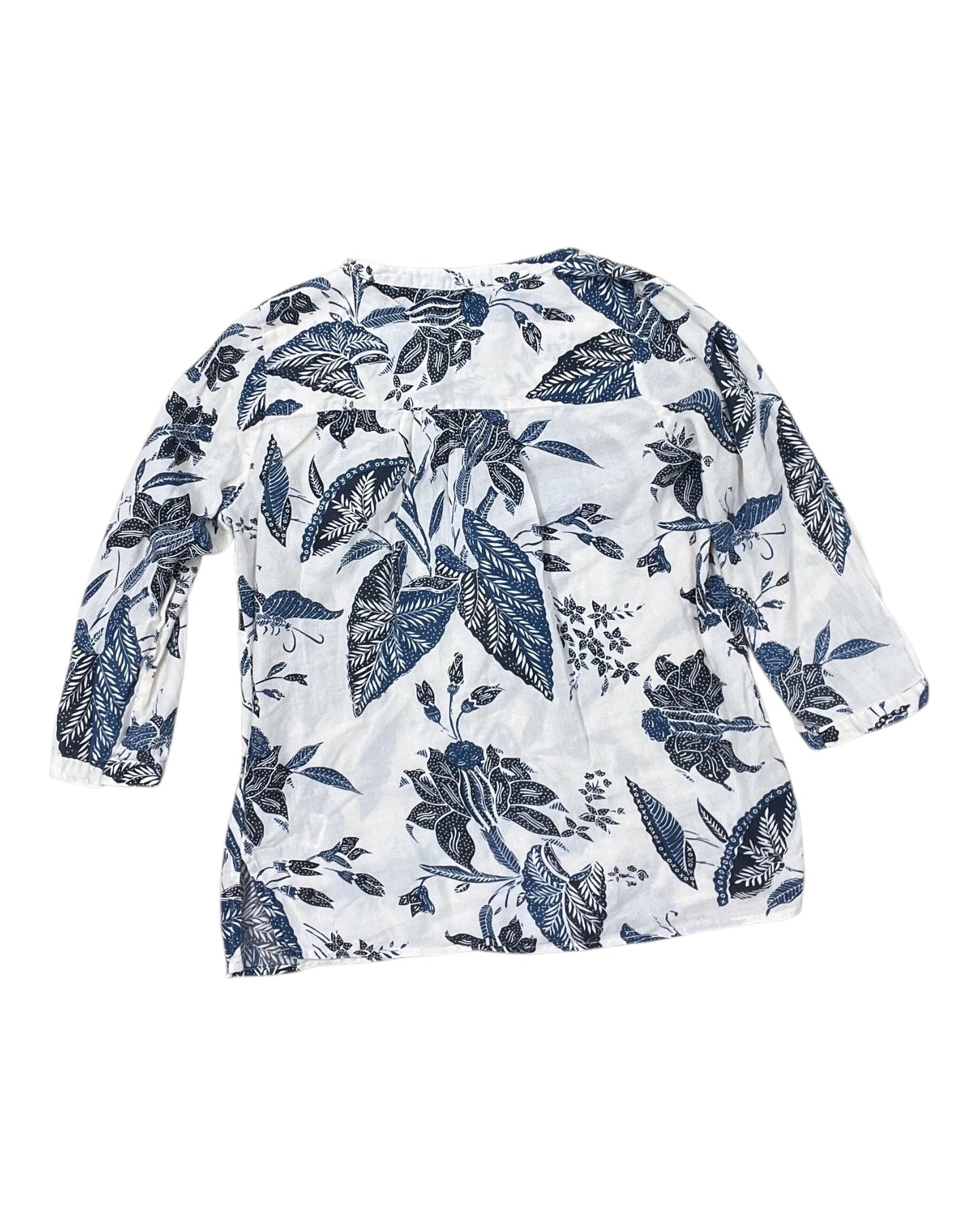 Top 3/4 Sleeve By Lucky Brand In Blue & Cream, Size:Xs